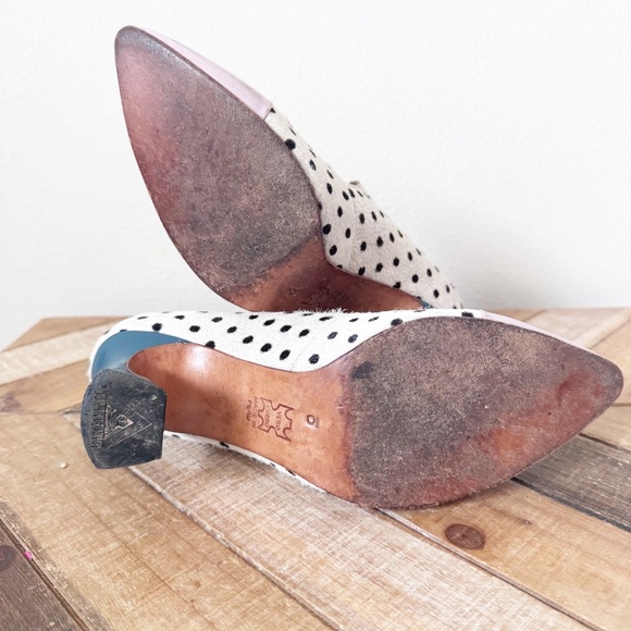 John Fluevog Malala White Pony Dot Heels, size 6 - Picture 14 of 16